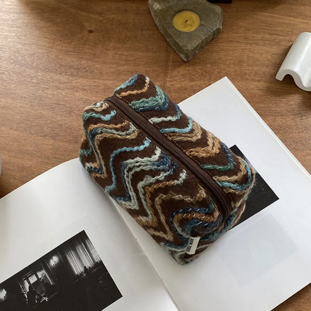 

Portable Makeup Woolen Travel Toiletry Bag ganizer Bag Pouch Skin Care Products Storage Spacious Soft Lightweight