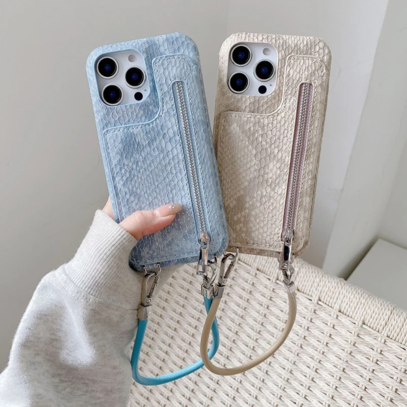 

Golden Snake Skin Pattern Suitable for iPhone 17 Pro/16 Promax/15 Pro Two Fold Card Beauty Mirror Phone Case Protective Cover