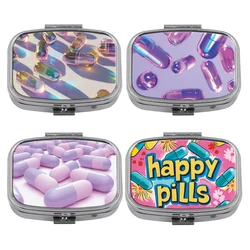 Capsule Pills Metal Medicine Box Purple Pill Packaging Health Products Moisture Resistant Storage Case Personalized Casket