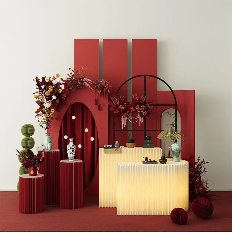 Organ Paper Stretching Booth Luminous Exhibition Product Display Cabinet Exhibition Recyclable Folding Display Stand with Light