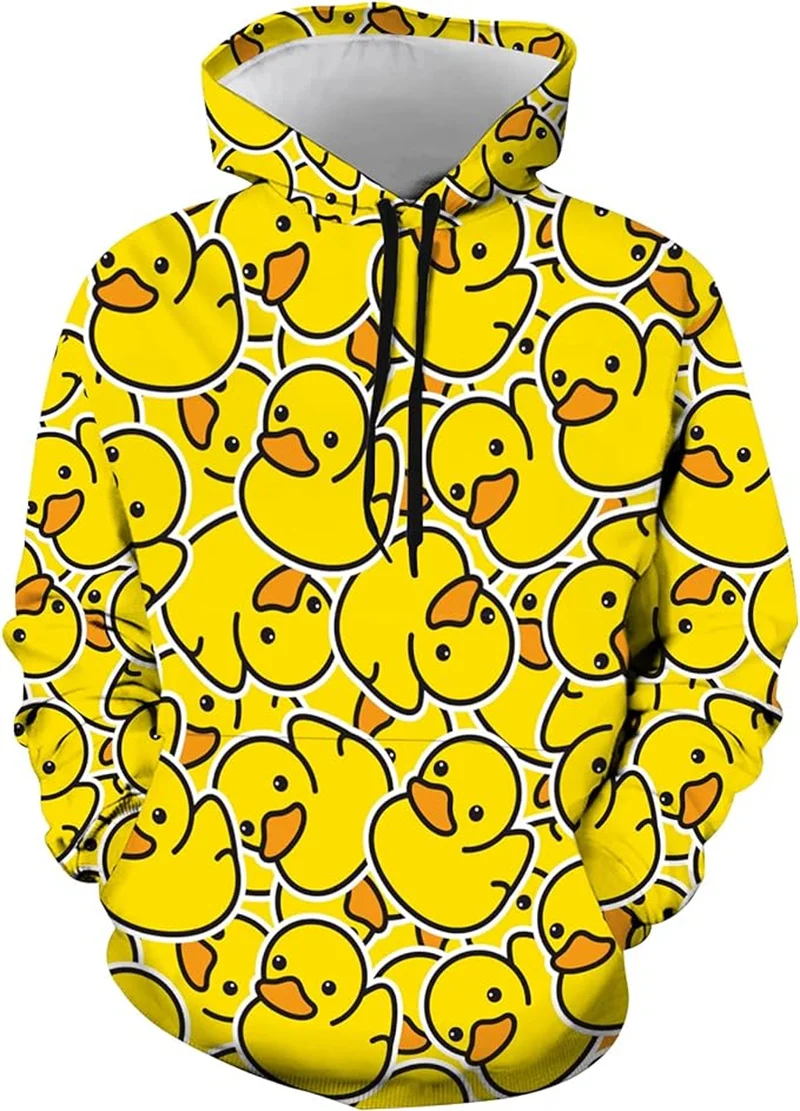 

Harajuku New 3d Cute Animals Capybara Printing Hoodies For Men Funny Yellow Rubber Duck Graphic Hooded Hoody Kid Sweatshirts Top