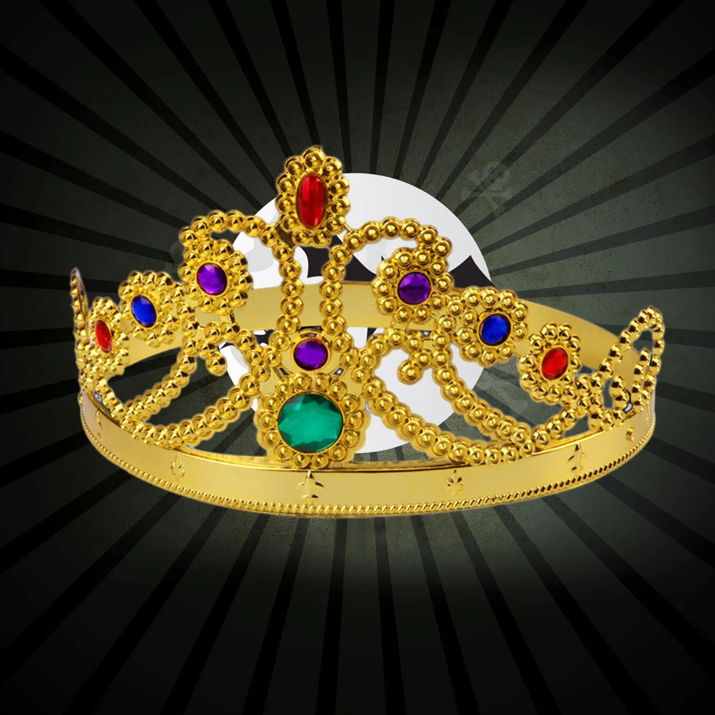 

1 pc Halloween Party Crown Plastic Plating Diamond Decorated Royal Medieval Costume Party Prop Theater