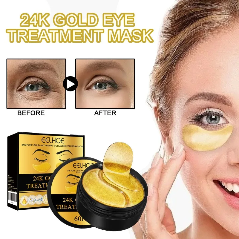 Mascarilla de tratamiento para los ojos, productos para el cuidado de la piel del ojo, reafirmante, antienvejecimiento, oro de 24 quilates, Collage, alivia la fatiga, nutre los ojos