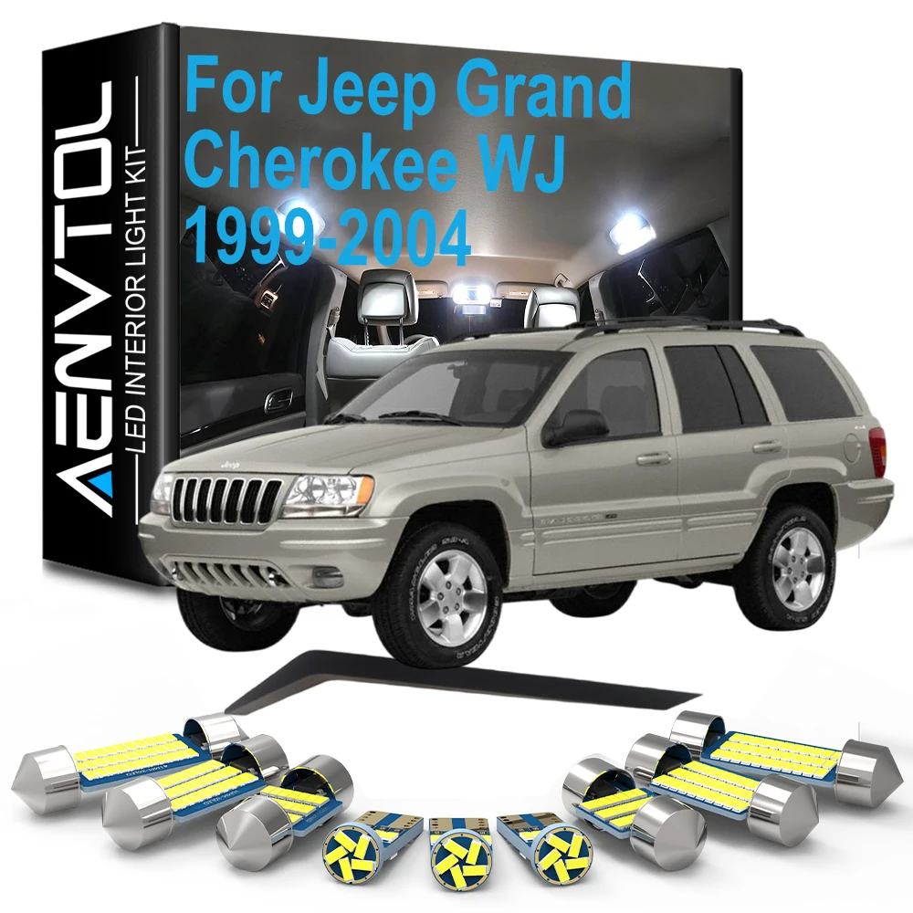 14Pcs Canbus LED Interior Map Light Sun Visor Lamp Trunk Bulb Kit For Jeep Grand Cherokee WJ 1999 2000 2001 2002 2003 2004