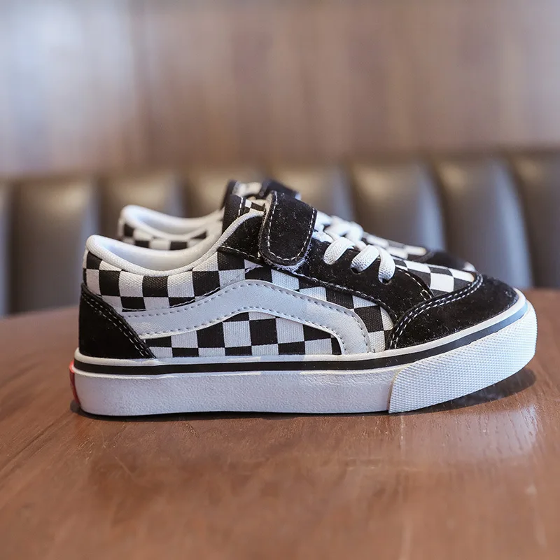 

Spring Autumn Boy Girl Breathable Board Shoes Children Checkered Low-top Canvas Shoes Kids Small Size Soft-soled School Shoes