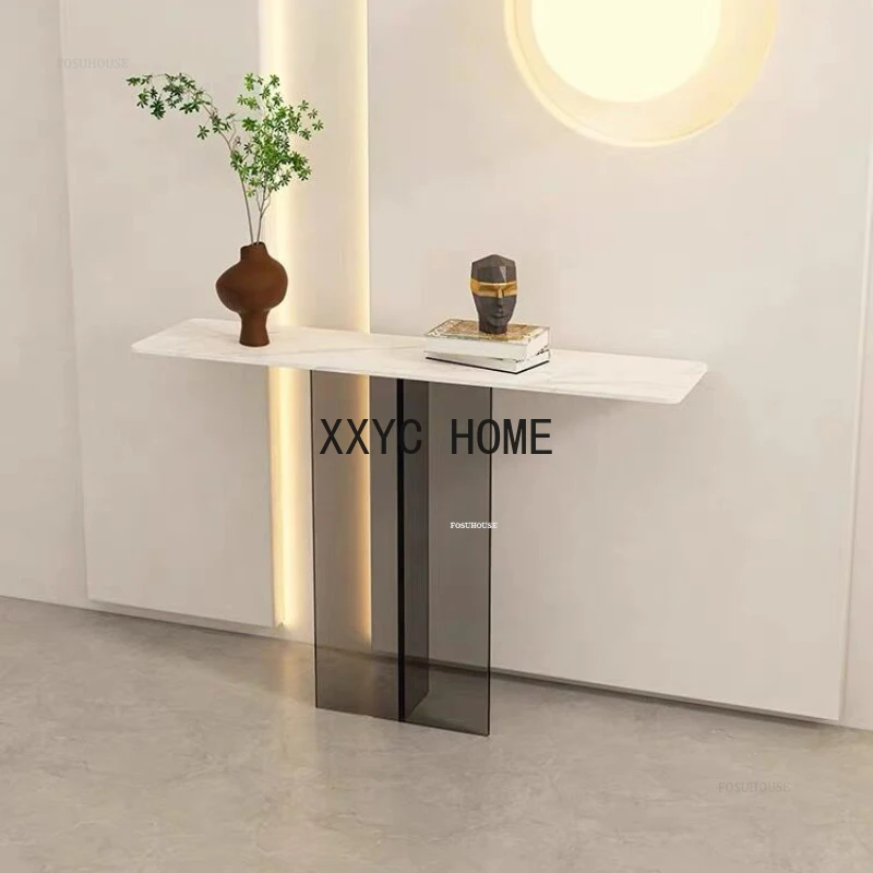 Modern Simple Slate Console Tables for Living Room Designer Acrylic Hallway Entrance Table Hotel Porch Tables Console Furniture