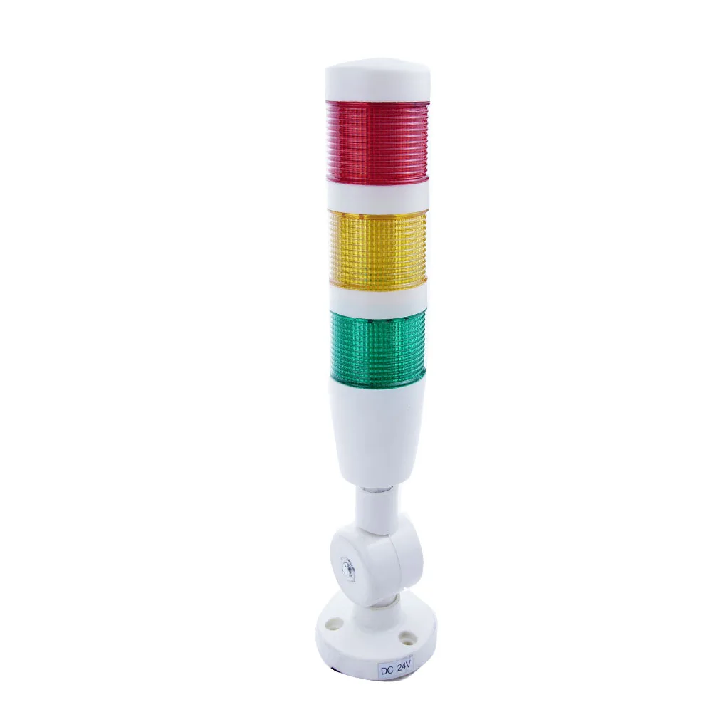 

foldable multi-layer tri-color LED tower light 24v for CNC lathes featuring audible-visual alarms buzzer + rotating beacon