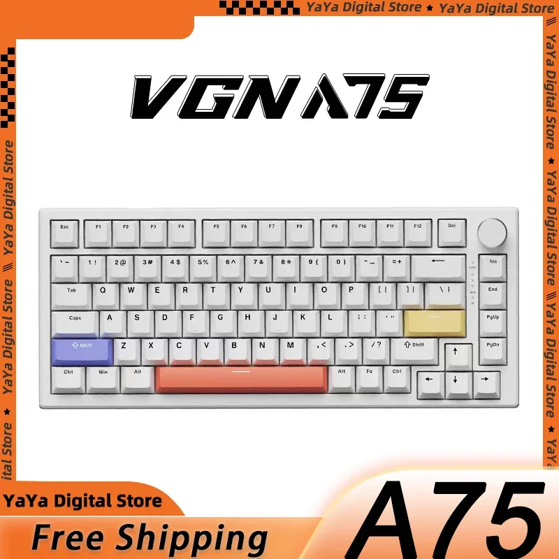 

Vgn A75 mechanical keyboard magnetic switch 75% layout hot swappable RGB spacer dual system wired keyboard for gaming and office