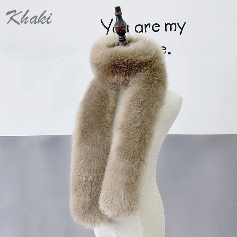 New Long Faux Fox Fur Scarf Winter Women Faux Fox Fur Scarf Female Fake Collar Plush Neck Warmers Shawl Girls  Fluffy Shawl Wrap