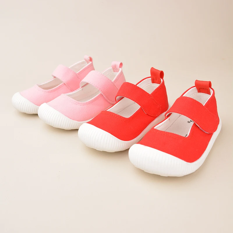 Little Girls Spring Outdoor Fashion Red Canvas  Comfortable Low Top Casual Sports Sneakers Toddler First Walking Shoes EW8265