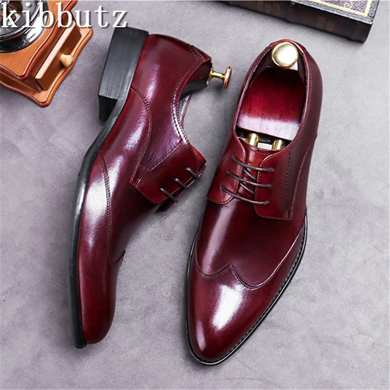 Brand New Men Business Lesther Shoes British Style Pointed Toe Lace Up Oxfrods Gentleman Wedding Formal Dress Shoes