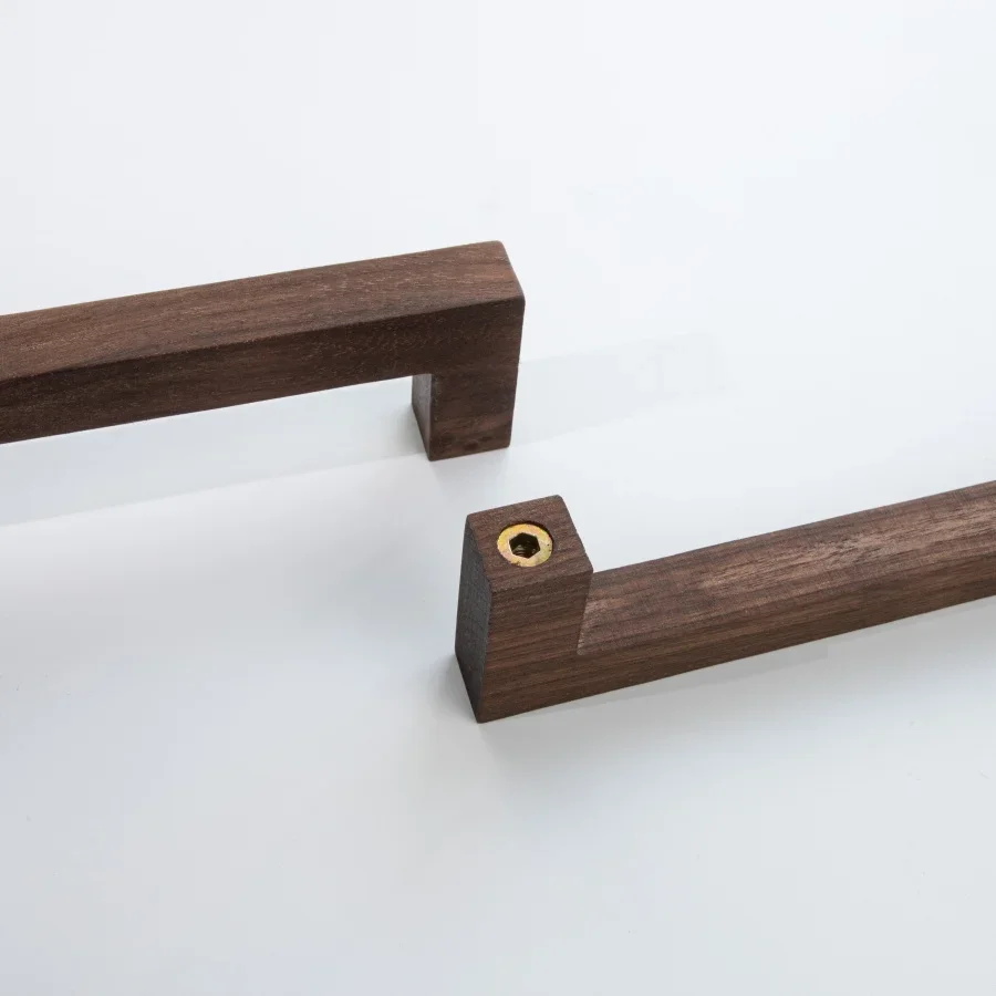Maniglia per armadio a tubo quadrato in noce nera Minimalismo Maniglie in legno massello nordico per guardaroba e cassetti Maniglie per mobili da cucina