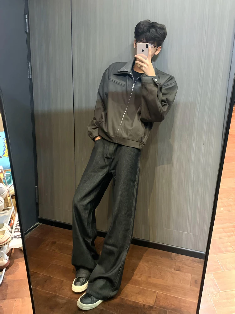 

Bla Original Denim Flared Men's Jeans High Waist Straight Leg Casual Trousers for Autumn American High Street Sle