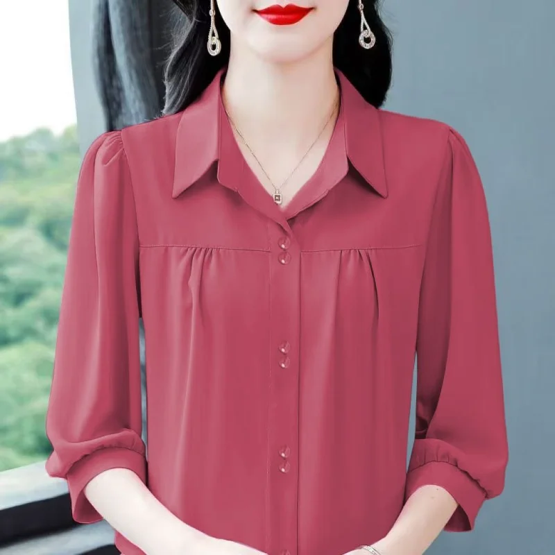 

Pure Color Short Sleeve Breathable Shirt Fashion Youthful Blouse For Women