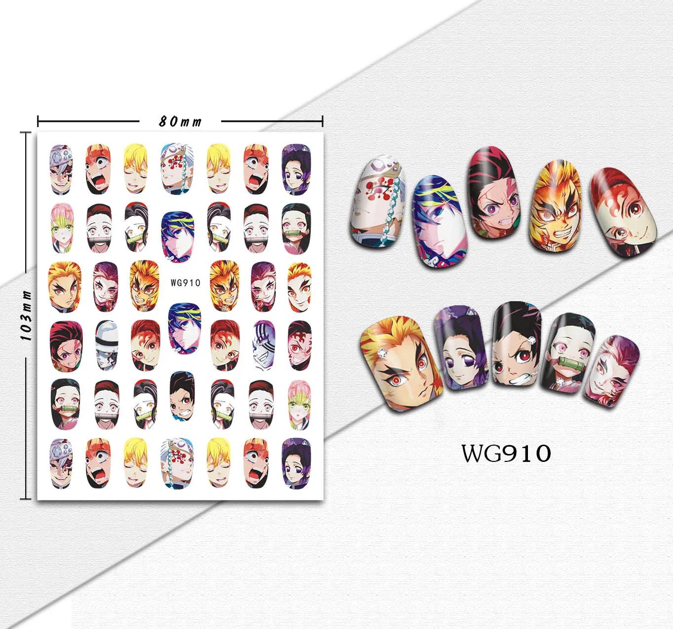 Demon Slayer Nail Stickers Kamado Tanjirou Nezuko Nail Art Decorations Japanese Cartoon Anime Kawaii Nail Decals Supplies