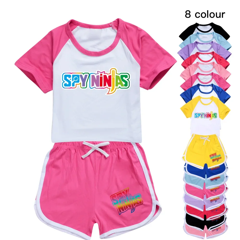 

2-16Year SPY NINJAS Print Tracksuit Kids T-Shirts + Sports Shorts 2pcs Sets Baby Boys Clothing Sets Toddler Girl Outfits