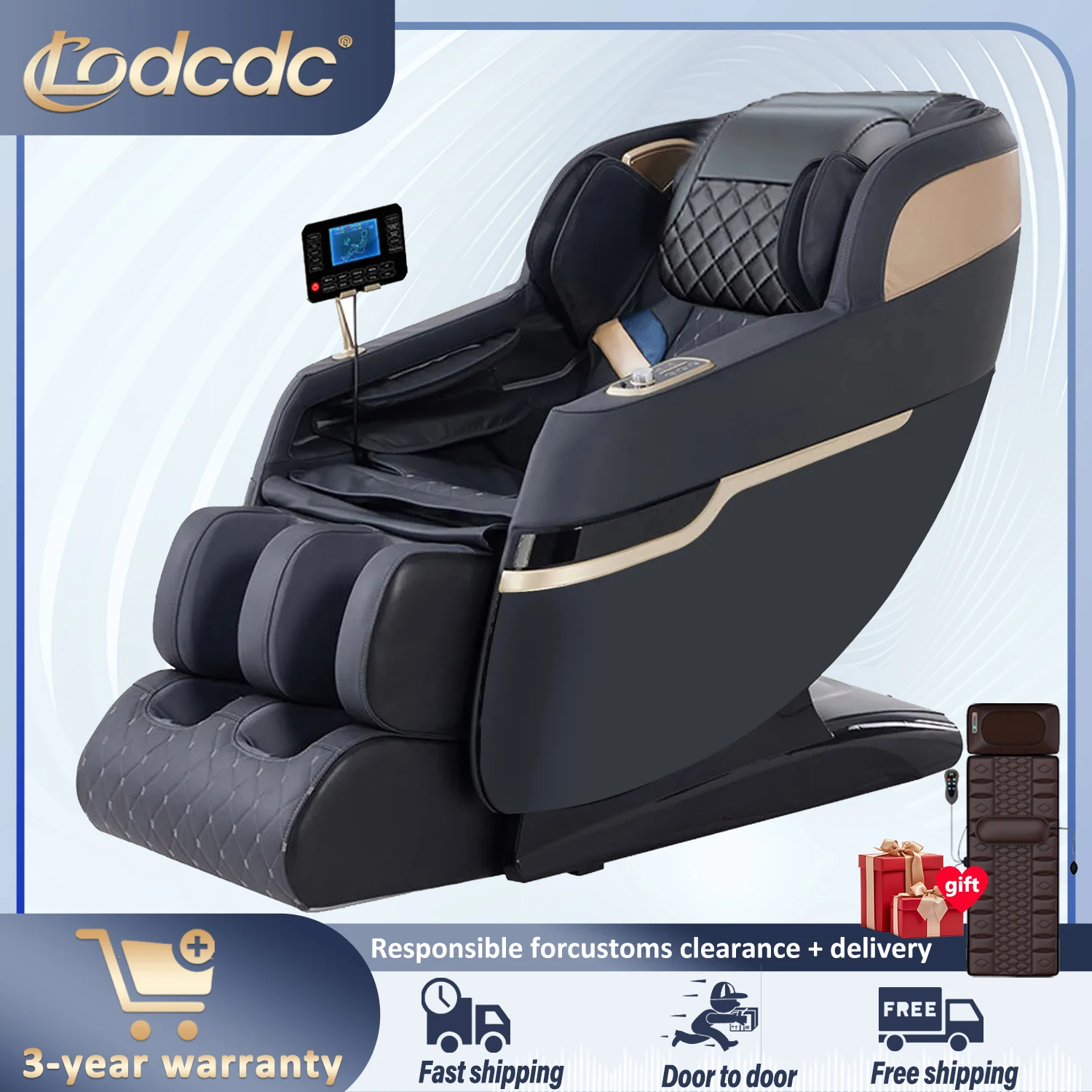 

2025 новая модель массажного кресла 4d с нулевым гравитацией для всего тела AirBag с автоматическим подогревом, разминанием музыки Bluetooth, гарантия 3 года