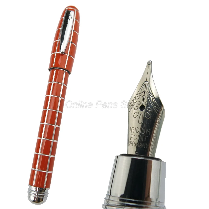 

Fuliwen 2062 Resin Travel Short Pocket Portable Orange Tiny Square Pen Fine Nib 0.5mm Fountain Pen Lattice Pattern Writing Pen