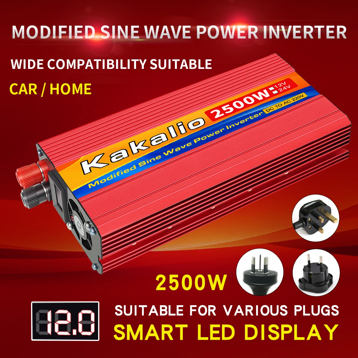 

Modified Sine Wave Inverter DC 12V/24V to AC 110V/220V 3000W/4000W/5000W Portable Vehicle Power Converter Adapter Universal