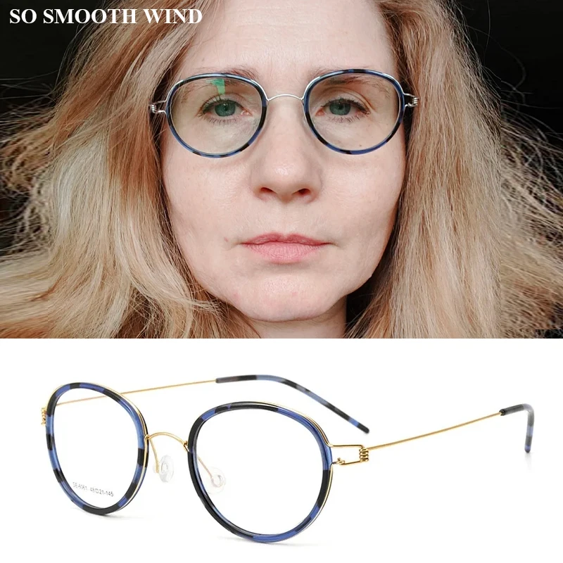 Denmark Brand Retro Oval Round Eyeglasses Titanium Glasses Frame Men Woman Screwless Ultralight Spectacles Eyewear with Rubber