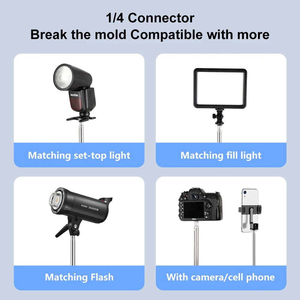 حامل ثلاثي القوائم للهواتف المحمولة Godox ، ضوء حلقة التصوير الفوتوغرافي ، Softbox مع دعم رأس الكرة ، عربة إضاءة من الألومنيوم