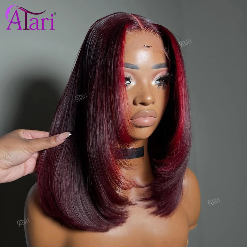 

Короткие парики-боб из натуральных волос 99 Highlight Red, прямые, с плотностью 180%, 13x4, с улучшенным прозрачным фронтальным кружевом, полностью на кружевной основе