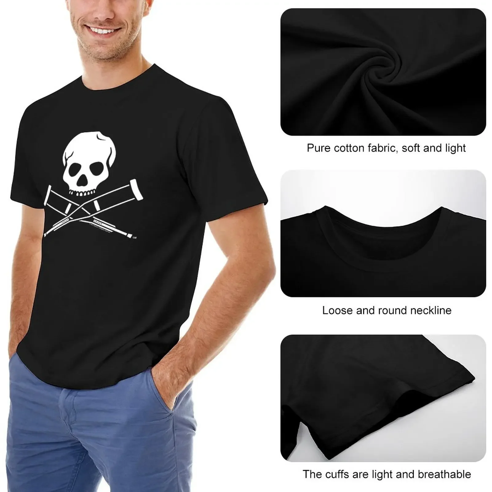 Jackass Skull And Crutches Logo T-Shirt vintage clothes cute tops mens T-Shirts hip hop