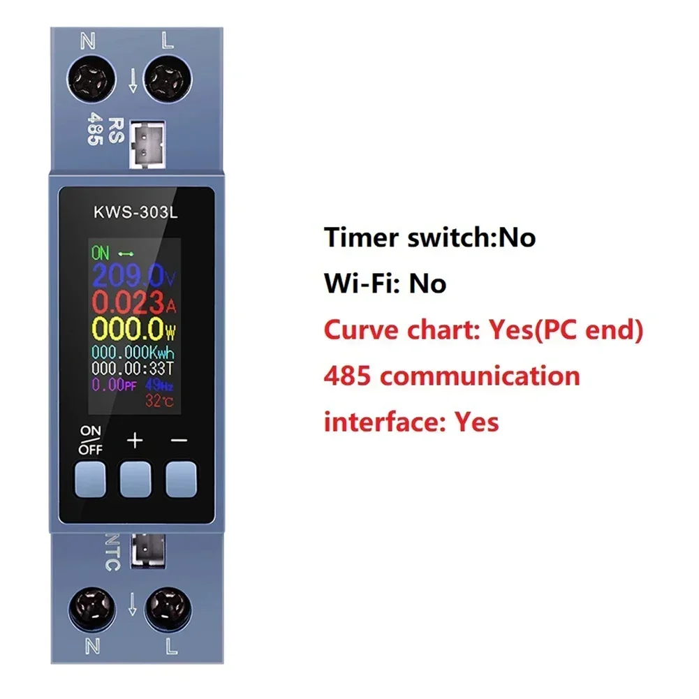 KWS-303L Din Rail AC Voltage And Current Meter With 0.96-Inch TFT Color Display For Residential And Light Commercial Application