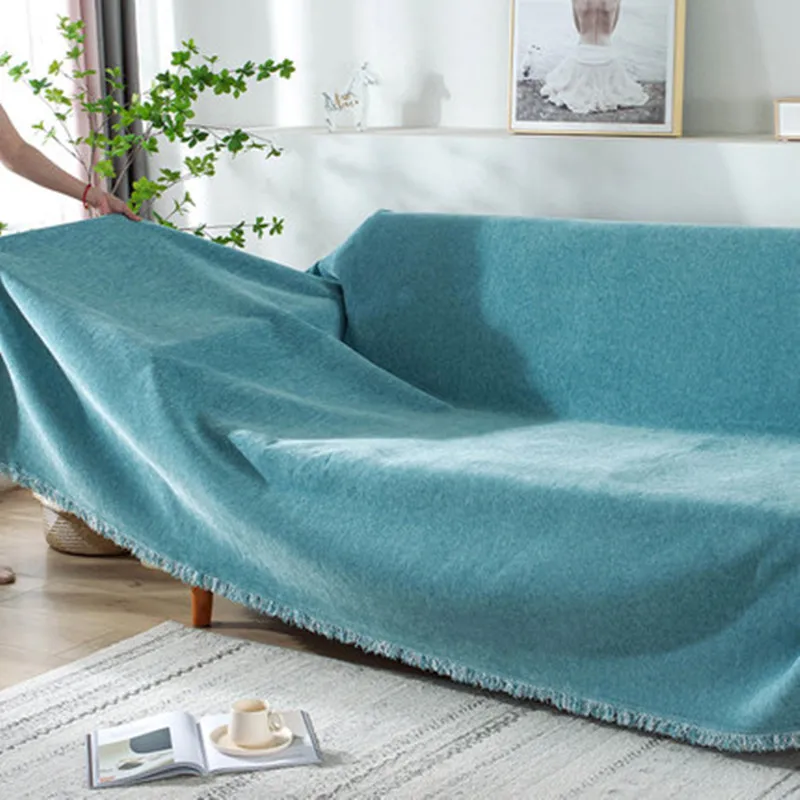 Chenille Solid Color Anti Cat Scratch Sand Release Sofa Cover Simple Modern Cushion Blanket Sofa Towel Full Cover Cloth