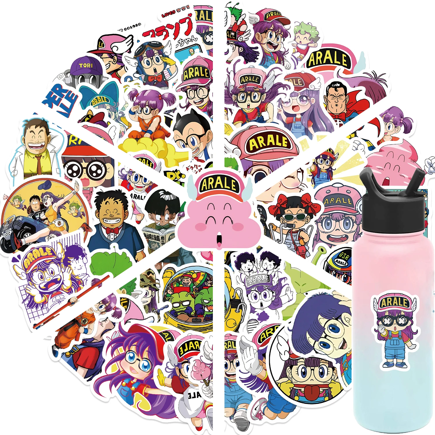 50pcs Cartoon Cute Arale Stickers Kawaii Graffiti Decals For Laptop Luggage Skateboard Phone Vinyl Waterproof Kids Stickers