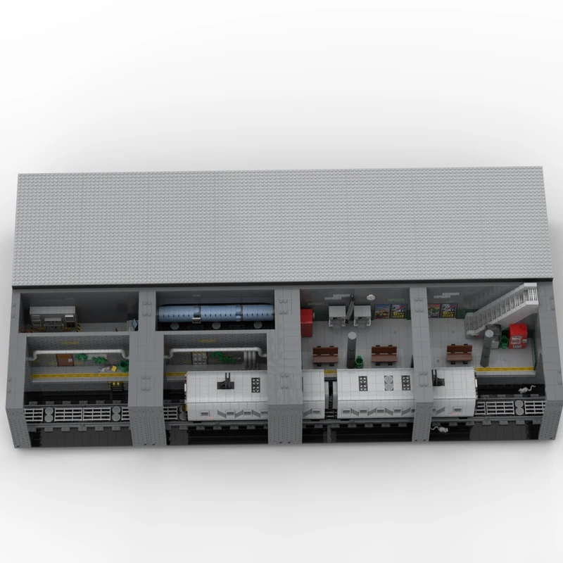 스트리트 뷰 모델 MOC 빌딩 브릭, 지하 지하철 역 모듈러 기술 선물, 휴일 조립 어린이 장난감 세트