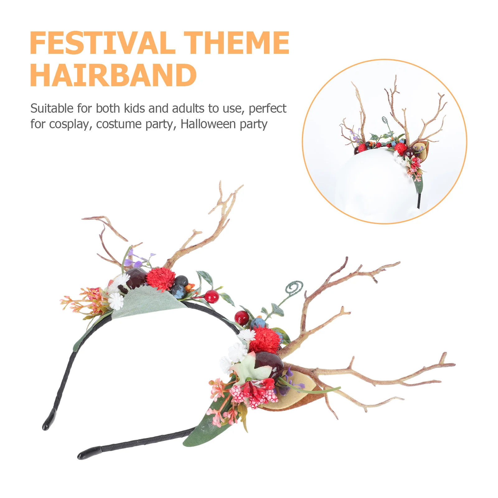 

Antler Headband Halloween Costume Prop Headdress European American Fruit Hair Accessory Party Female Artificial Decor