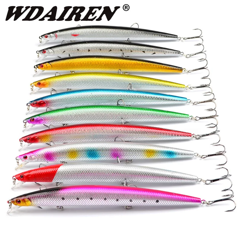 

10 Pcs Mixed Colors Sea Fishing Lures Set 18cm 24g Floating Trolling Minnow Big Wobblers Artificial Hard Bait With 2 # Hooks