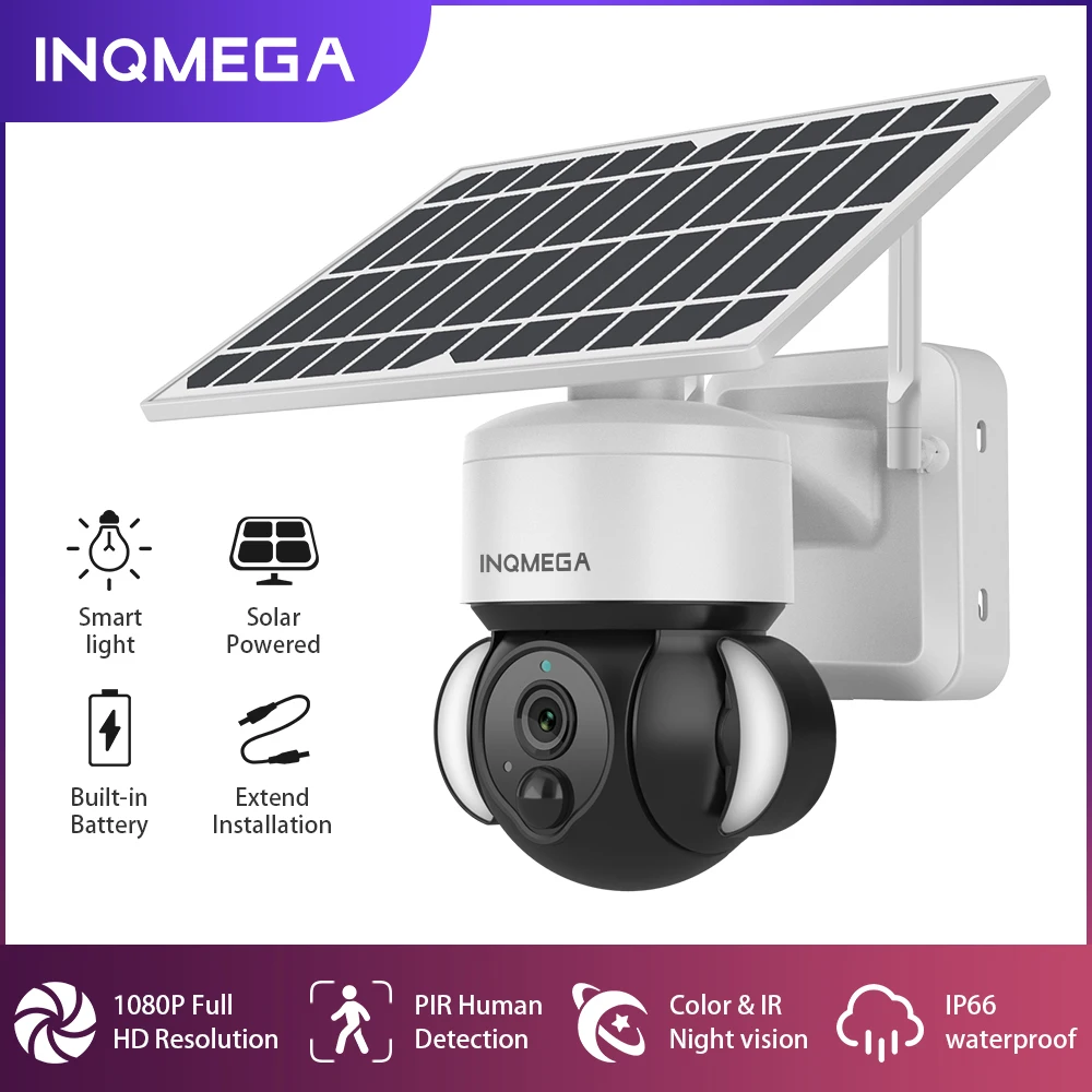 

INQMEGA 4G Solar Panel Camera 3MP Battery Security Camera Outdoor PTZ Wifi Camera PIR Detection Smart Security Monitor Video Cam