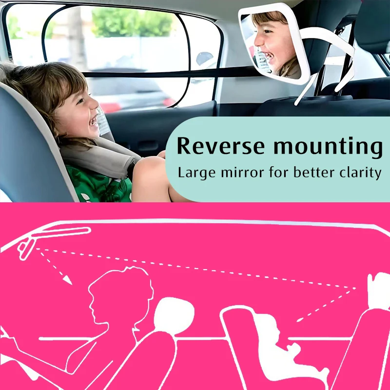 Missmeeca Baby Car Mirror Adjustable Car Back Seat Rearview Wide View Shatterproof Acrylic Mirror For Babys Child Kids Safety