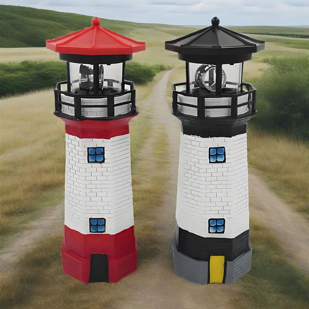 

Solar Lighthouse Outdoor Solar Rotating LED Lighthouse Light Waterproof Lighthouse Statue Decoration Courtyard Landscape Lights