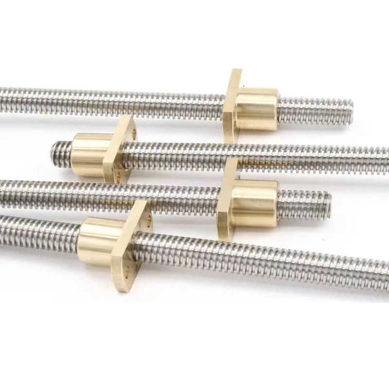 T8 8mm Trapezoidal Stainless Steel Threaded Rod Lead Screw & Brass H Nut for 3D Printer 117/130/132/190/350/380/500mm Length