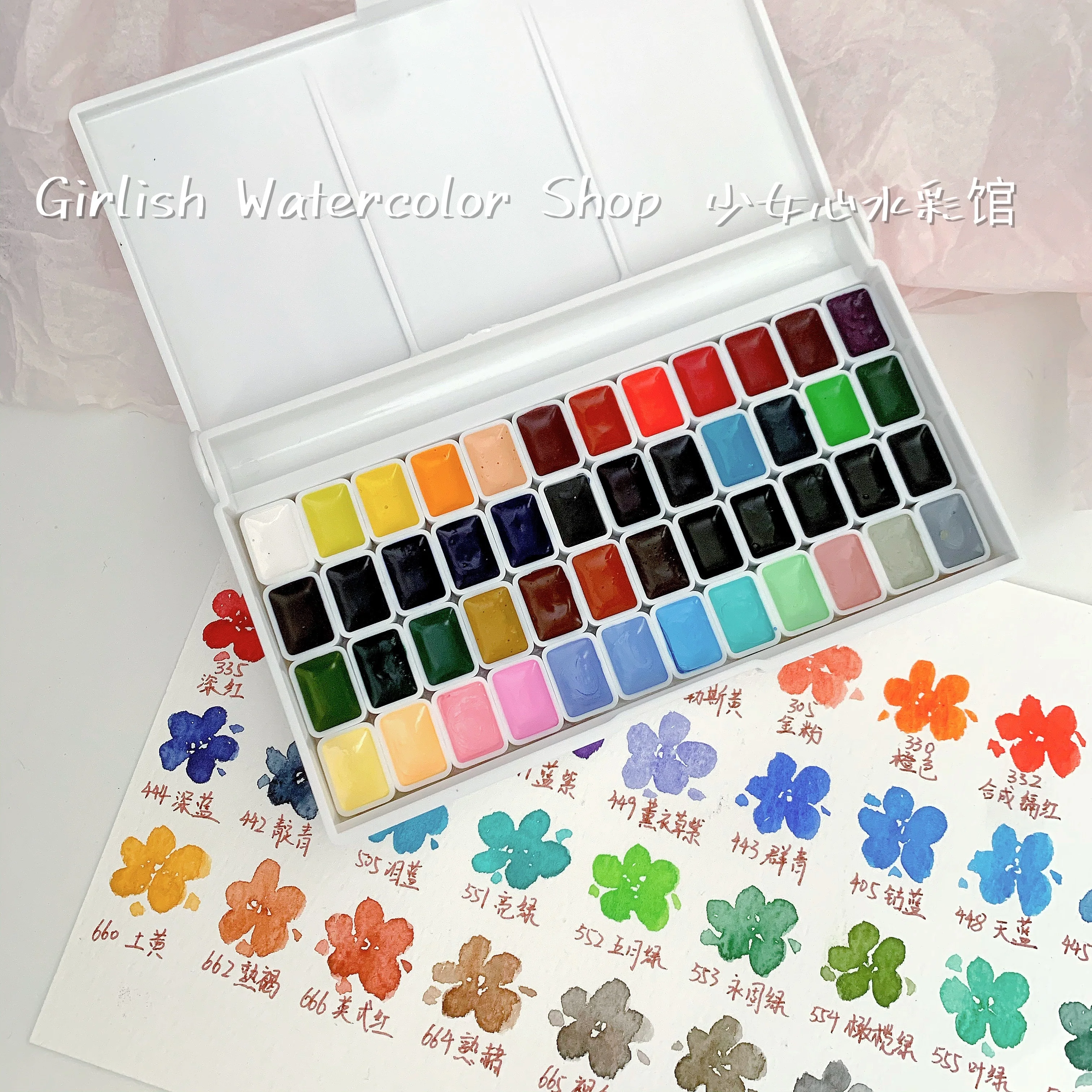 

Germany Schmincke Academy Watercolor Set 48 Colors Macaron 1/2ml Professional Pigment Nail Art Painting Palette Student Supplies