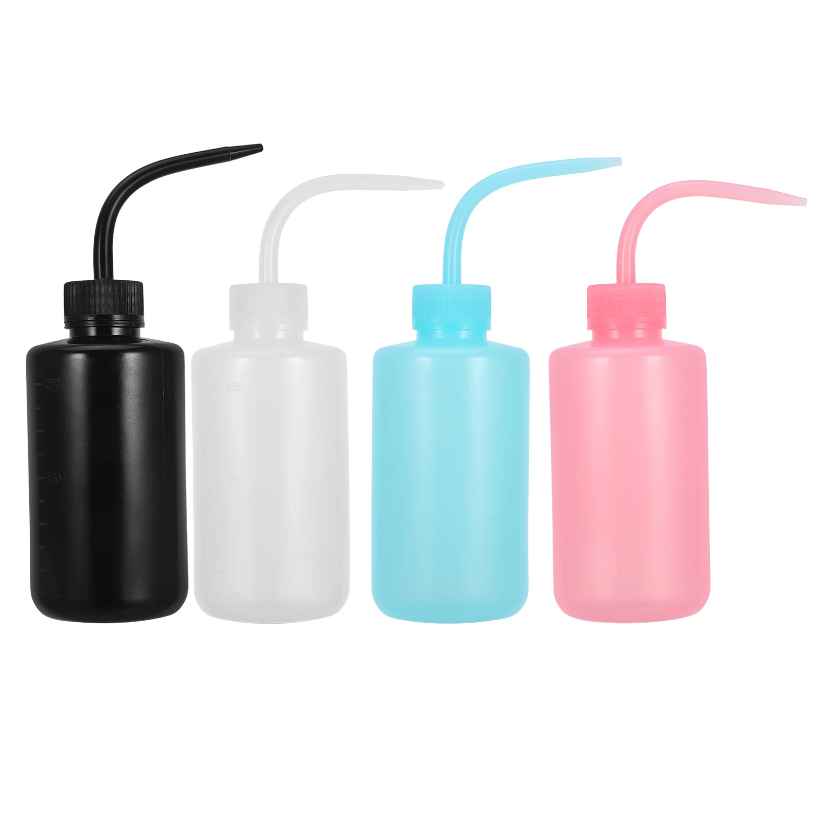 

4pcs Tattoo Cleaning Bottle 250Ml Curved Spout Squeeze Waterproof Leakproof Easy Squeeze Portable Plastic Wash Container For
