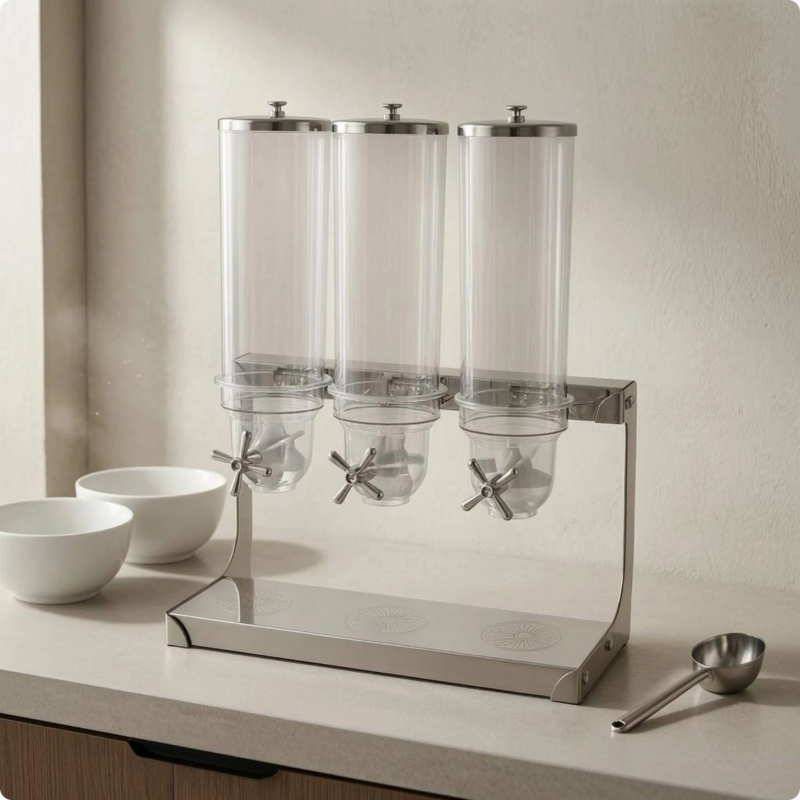 Food Storage Stainless Steel - Dispensador de Grãos para Bancada com