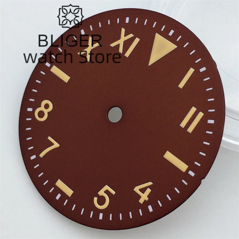 BLIGER Black brown watch dial fit NH35 NH36 ETA 2836 2824 PT5000 Miyota 8205/8215/821A Mingzhu DG2813/3804 movement