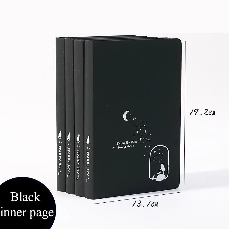 New A5 Starry Sky Notebook Sketchbook Drawing Black Inner Page Notepad Diary Paper Book Office School Gift Supplies