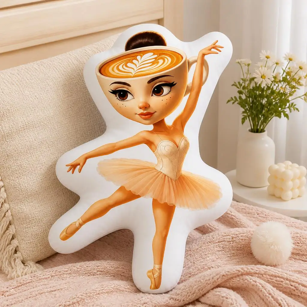 Ballerina Cappuccina Italian Brainrot Plush Pillow Cushion Irregular Stuffed Throw Pillow Home Decor Gift Sofa Bed