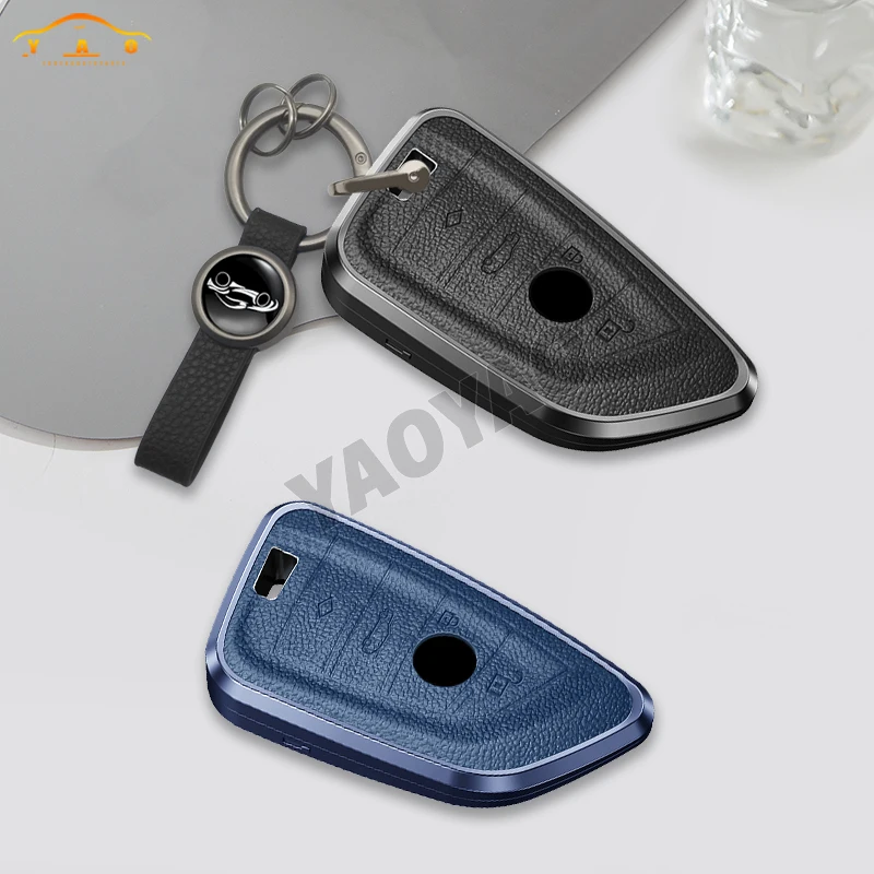 

2024 New Alloy Leather Key Case Cover Shell For BMW 3 4 5 Series F20 F10 X1 X3 X5 i4 Metal Key Case