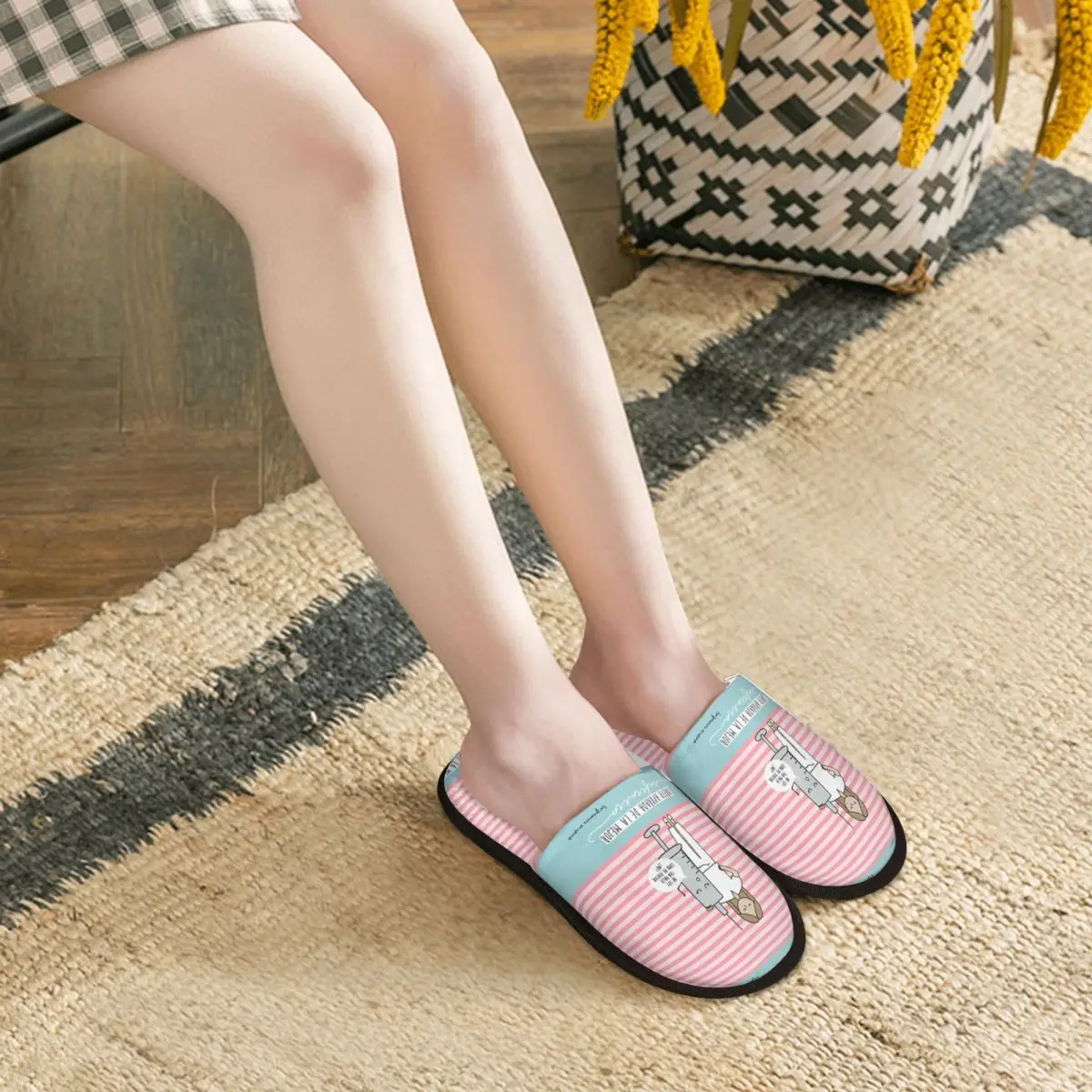 Custom Cartoon Ladies Nurse Doctor Printed House Slippers Women Cozy Memory Foam Slip On Hotel Slipper Shoes view 5