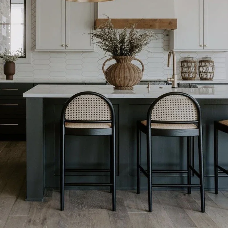 

Kitchen Nordic Coffee Bar Chair Wood Simple Back Quality Reception Stools Designer Luxury High Sgabello Cucina Alto Furniture