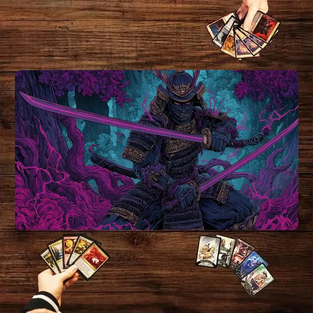 

Киберарт стиль фэнтези самурай дизайн MTG Playmat Magic Card Battle Mat 35X60CM Tapete Magic mtg Нескользящий прочный сшитый край