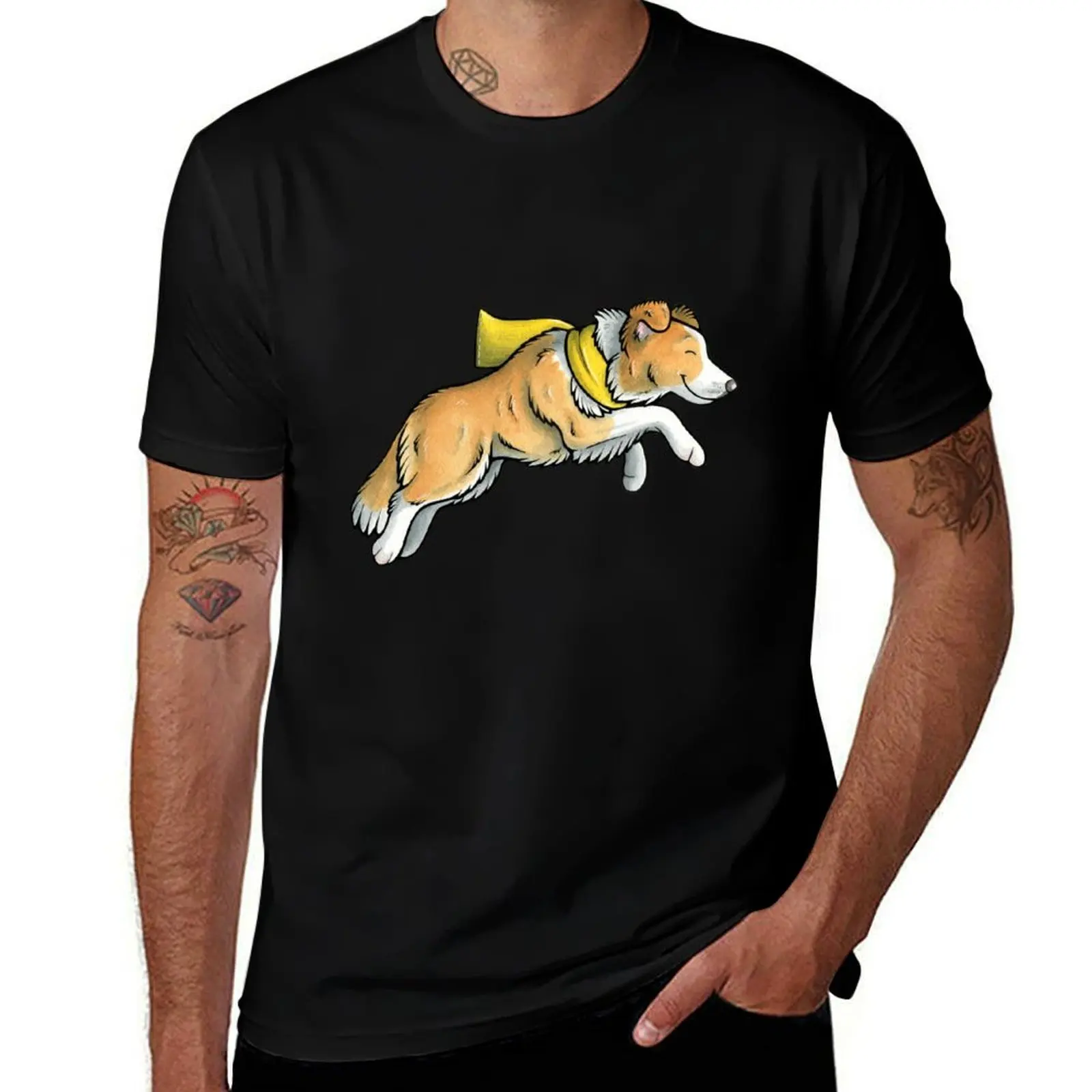 Leaping border collie T-Shirt Holiday Simple Tee Shirt
