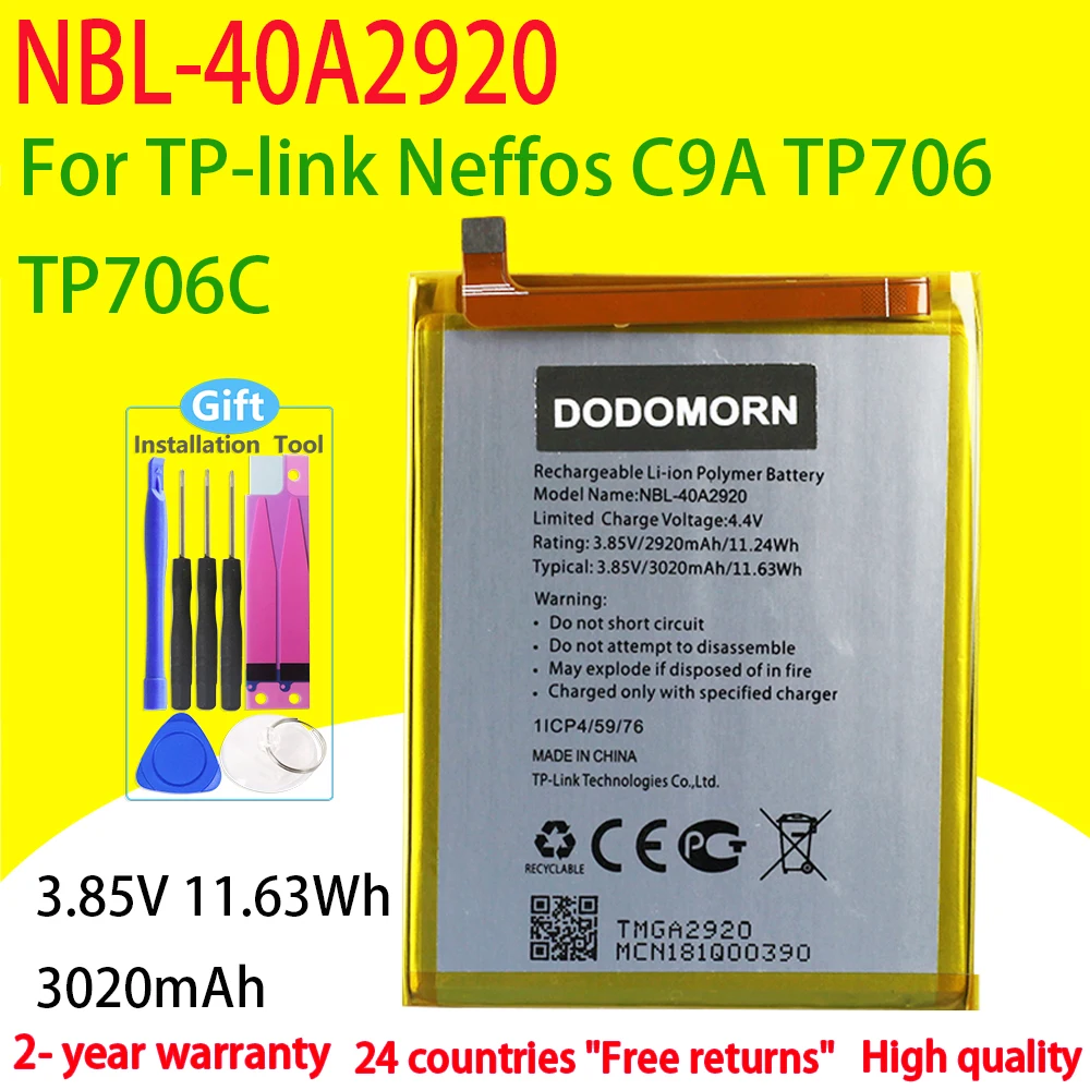 Batería de NBL-40A2920 para teléfono móvil, Pila de 2920mAh para tp-link Neffos C9A, TP706A, TP706C, nueva, disponible