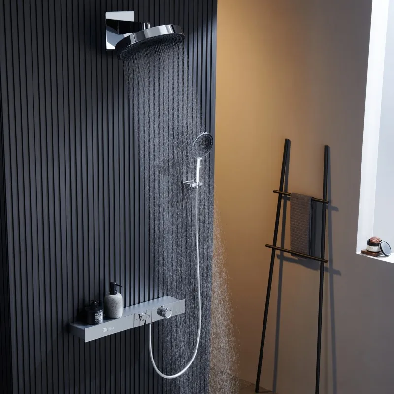 Imagem -04 - Conjunto de Chuveiro Display Digital Termostático Grande Chuva Chuveiro Misturador Torneira Banheira Stand Shower Kit Luxo Chuveiro Constante Chuveiro